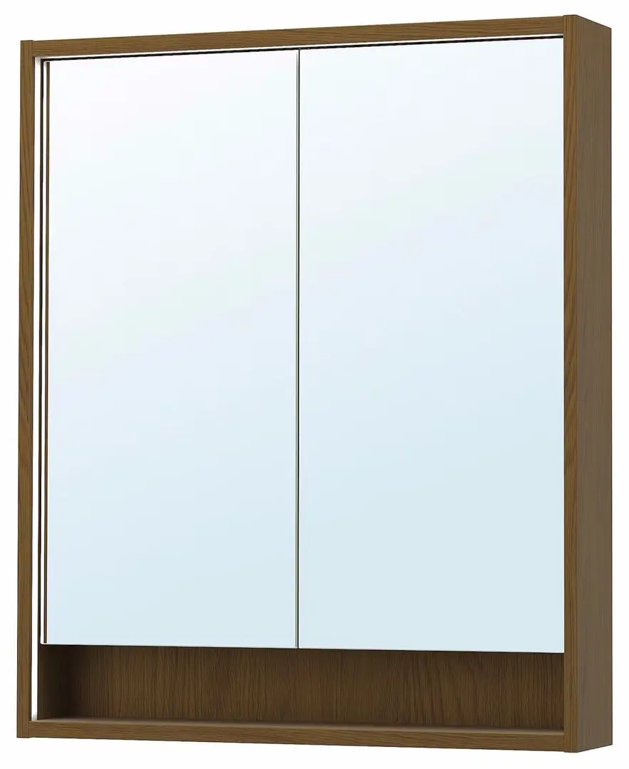 Dulap cu oglinda Ikea Faxalven iluminat integrat 80x15x95 (Maro/Aspect Stejar)