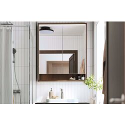 Dulap cu oglinda Ikea Faxalven iluminat integrat 80x15x95 (Maro/Aspect Stejar)