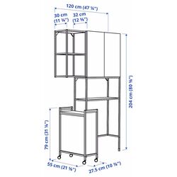 Dulap Ikea Enhet 120x32x204 (Antracit/Alb) Thumb