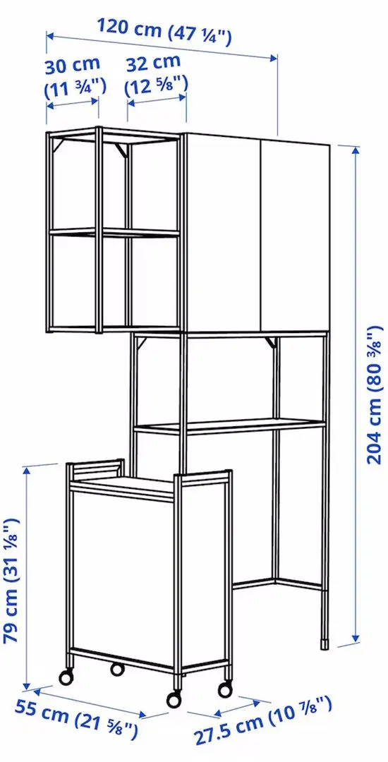 Dulap Ikea Enhet 120x32x204 (Antracit/Alb)