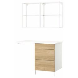 Комплект мебели для ванной Ikea Enhet 121.5x63.5x222 (Белый/Под Дуб Беленый) Thumb