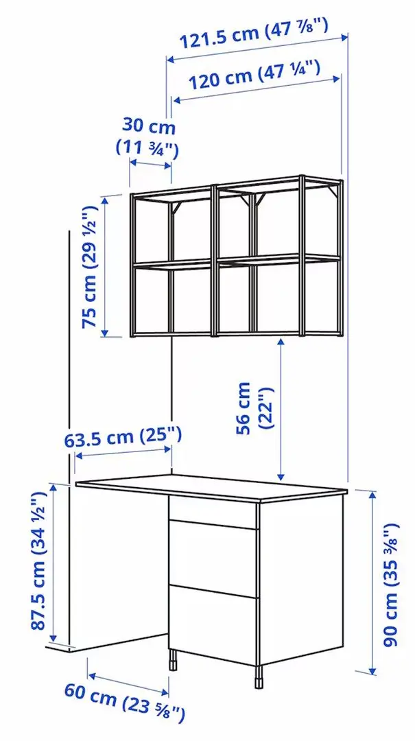 Комплект мебели для ванной Ikea Enhet 121.5x63.5x222 (Белый/Под Дуб Беленый) - 2