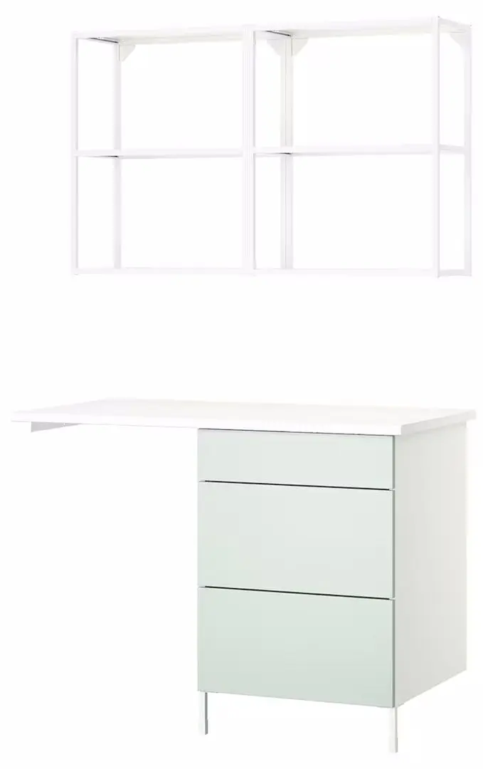 Комплект мебели для ванной Ikea Enhet 121.5x63.5x222 (Белый/Серо-Светло-Зеленый) - 4