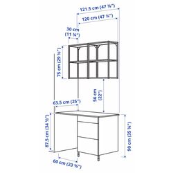 Комплект мебели для ванной Ikea Enhet 121.5x63.5x222 (Белый/Серо-Светло-Зеленый) Thumb