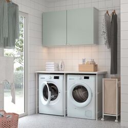 Set mobila pentru baie Ikea Enhet 139x63.5 (Alb/Gri-Verde Deschis)