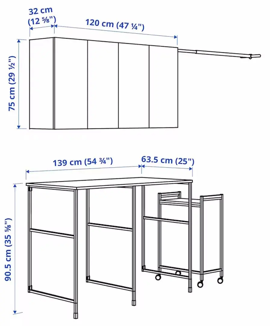 Set mobila pentru baie Ikea Enhet 139x63.5 (Alb/Gri-Verde Deschis) - 2