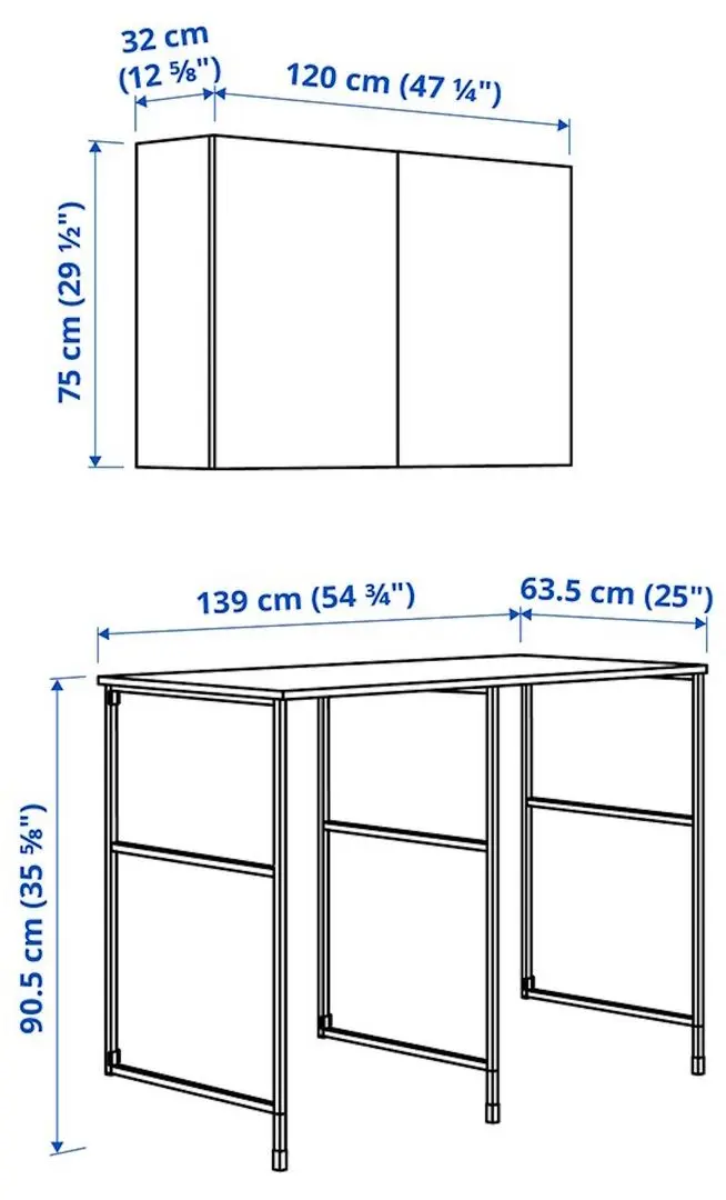 Sistem depozitare Ikea Enhet 139x63.5x90.5 (Antracit/Alb)