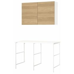 Комплект мебели для ванной Ikea Enhet 139x63.5x90.5 (Белый/Под Беленый Дуб) Thumb