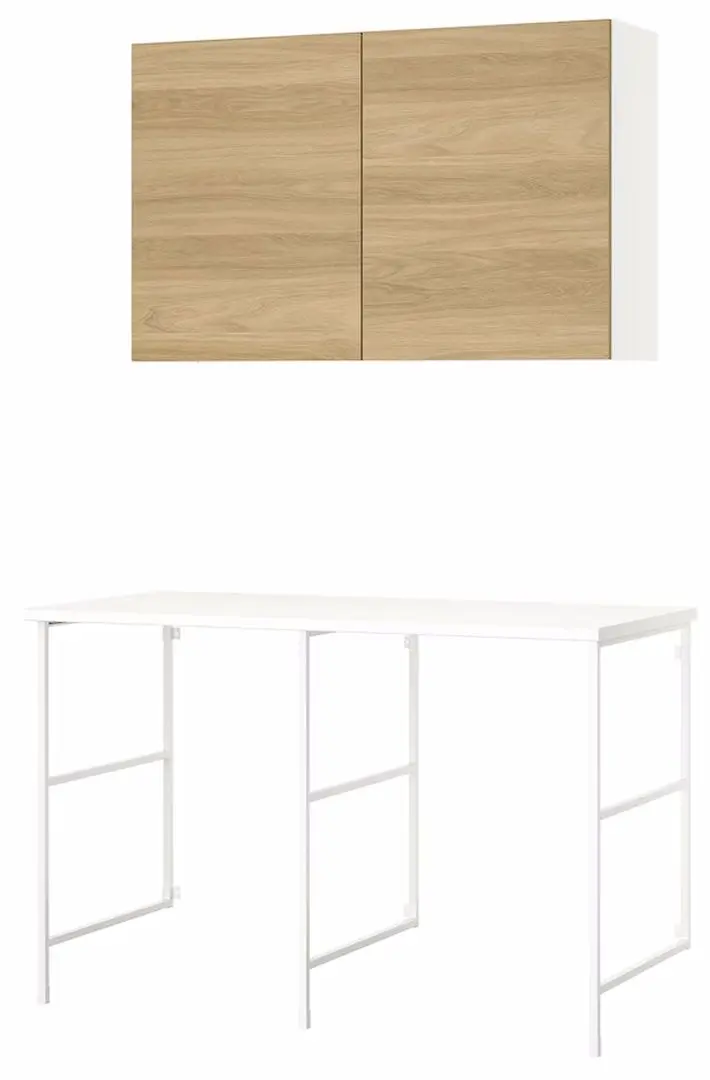 Комплект мебели для ванной Ikea Enhet 139x63.5x90.5 (Белый/Под Беленый Дуб) - 2