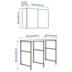Комплект мебели для ванной Ikea Enhet 139x63.5x90.5 (Белый/Под Беленый Дуб) Thumb