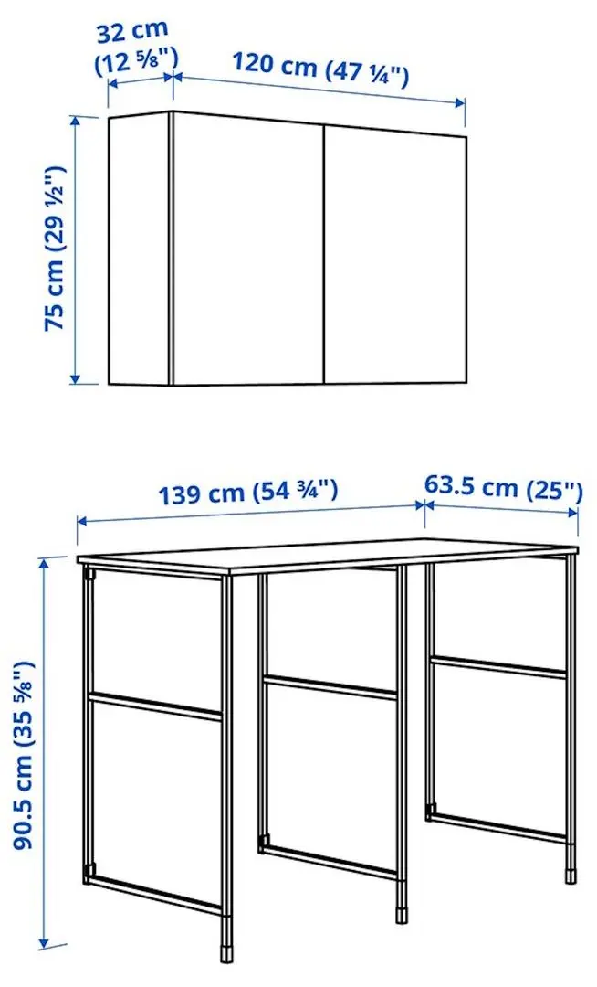 Комплект мебели для ванной Ikea Enhet 139x63.5x90.5 (Белый/Под Беленый Дуб) - 4