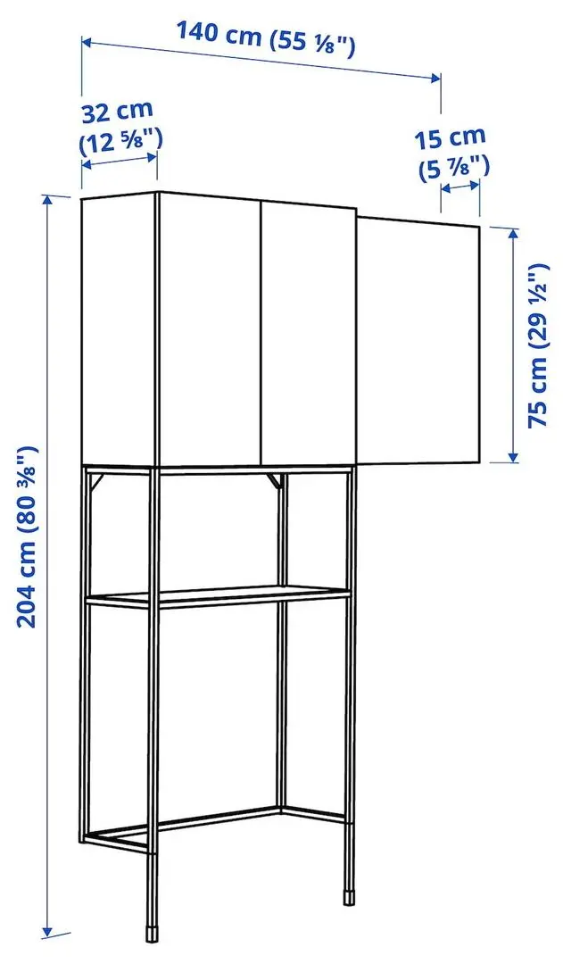 Sistem depozitare Ikea Enhet 3 usi 140x32x204 (Alb/Stejar)