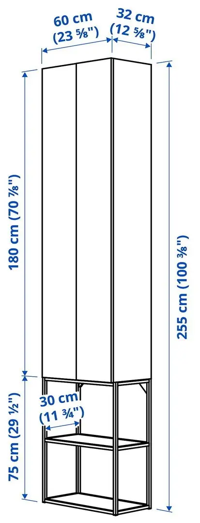 Sistem depozitare Ikea Enhet 60x32x255 (Alb)