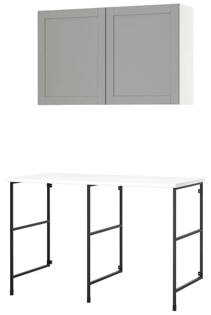 Set mobila pentru baie Ikea Enhet/Hemtrask 139x63.5x90.5 (Antracit/Gri)