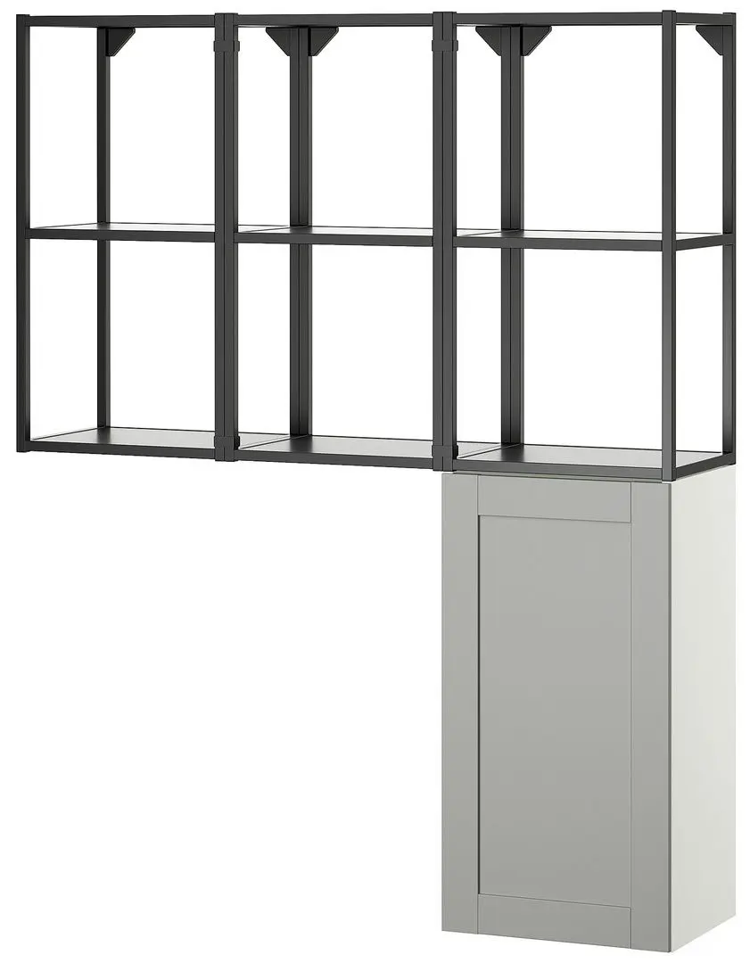Система хранения Ikea Enhet подвесная рама/1 дверь 120x32x150 (Антрацит/Серый)