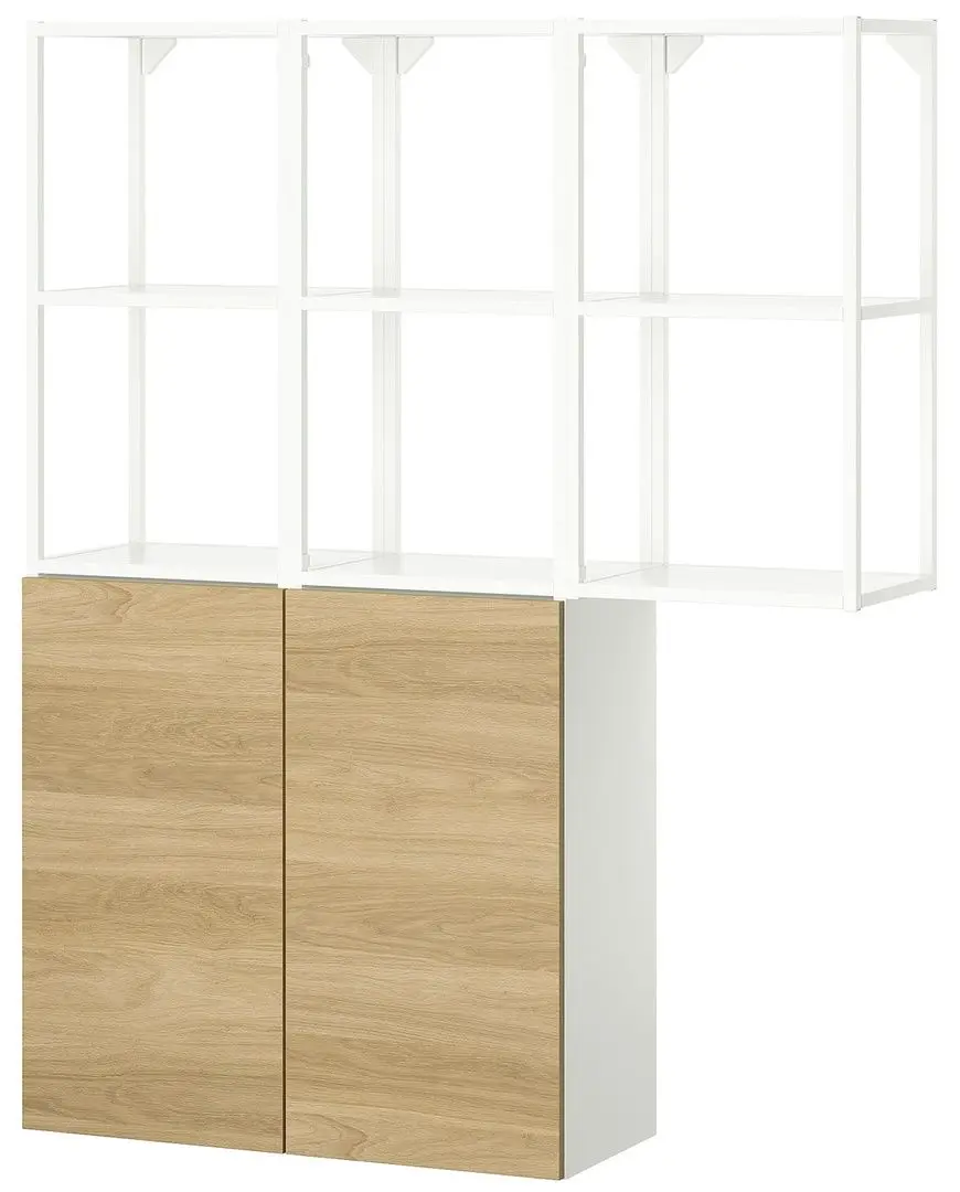 Система хранения Ikea Enhet подвесная рама/2 дверцы 120x32x150 (Белый/Под Дуб) - 3