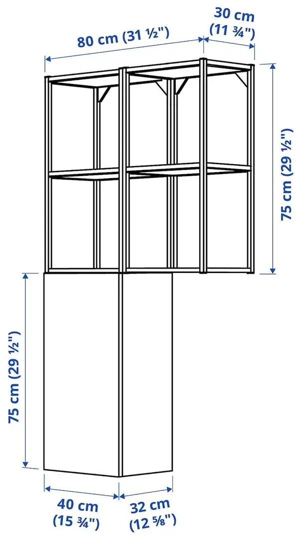 Sistem depozitare Ikea Enhet cadru suspendat 80x32x150 (Alb)