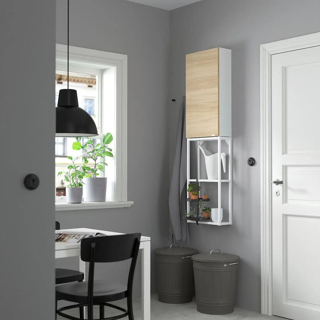 Dulap Ikea Enhet raft/corp 40x17x150 (Alb/Aspect Stejar)