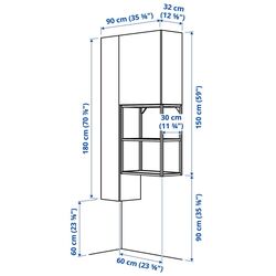 Sistem depozitare Ikea Enhet raft/corp 90x32x180 (Antracit/Alb) Thumb