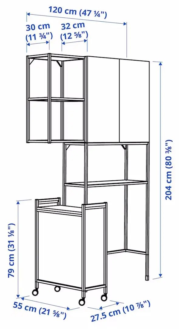 Sistem depozitare Ikea Enhet cu cadru 120x32x204 (Antracit/Gri) - 5