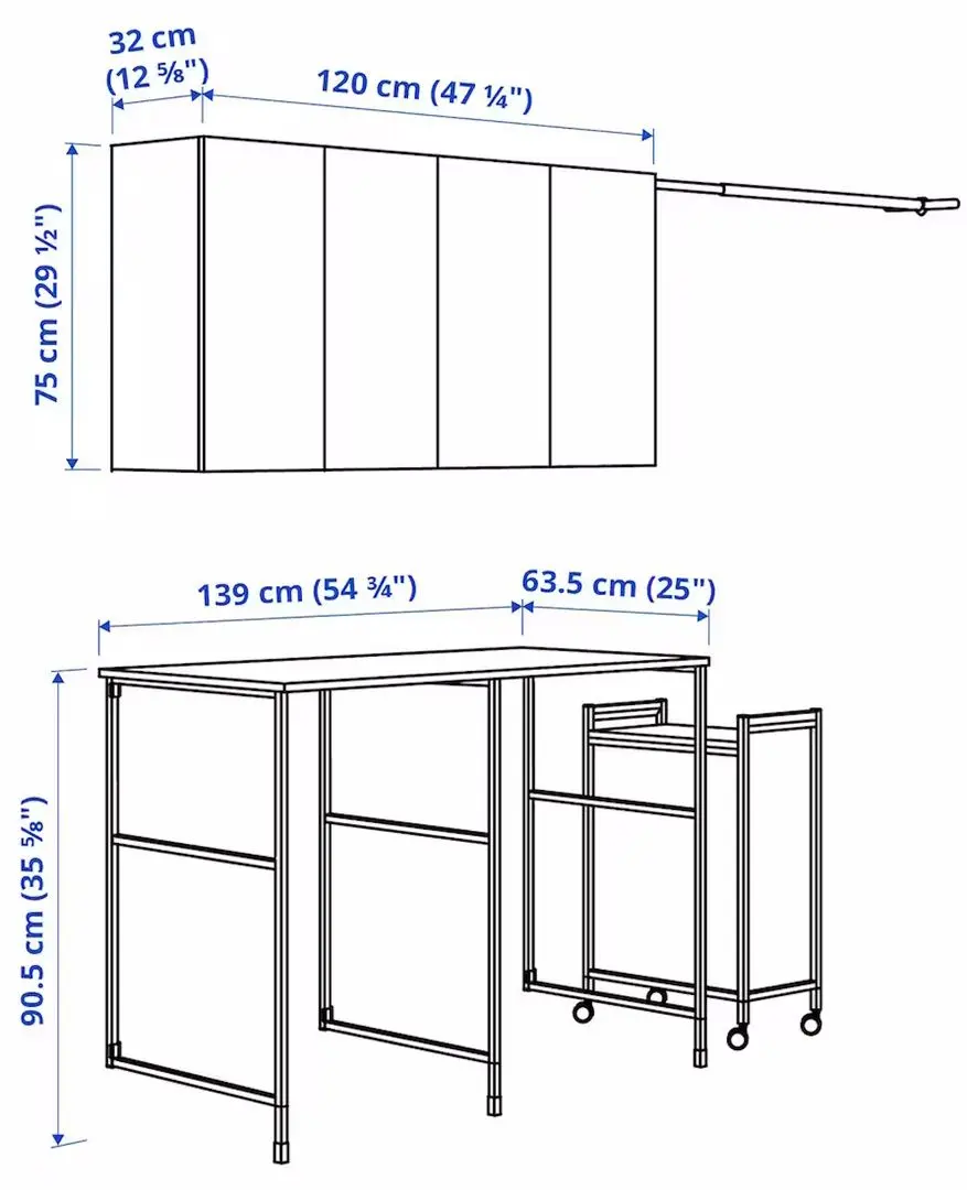 Set mobila pentru baie Ikea Enhet cu cadru 139x63.5 (Antracit/Gri)