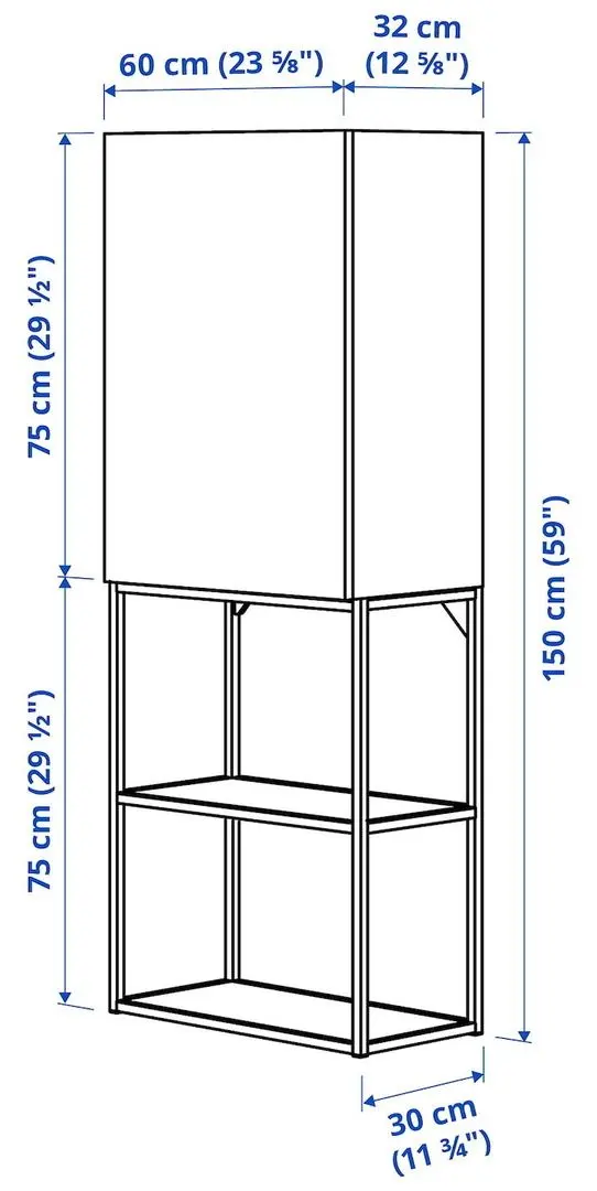 Sistem depozitare Ikea Enhet corp/raft 60x32x150 (Alb)
