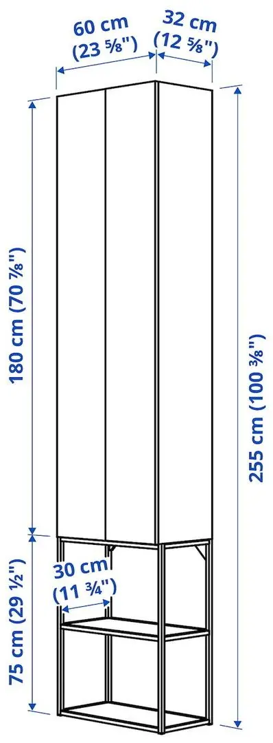 Sistem depozitare Ikea Enhet raft/corp 60x32x255 (Alb/Aspect Stejar)