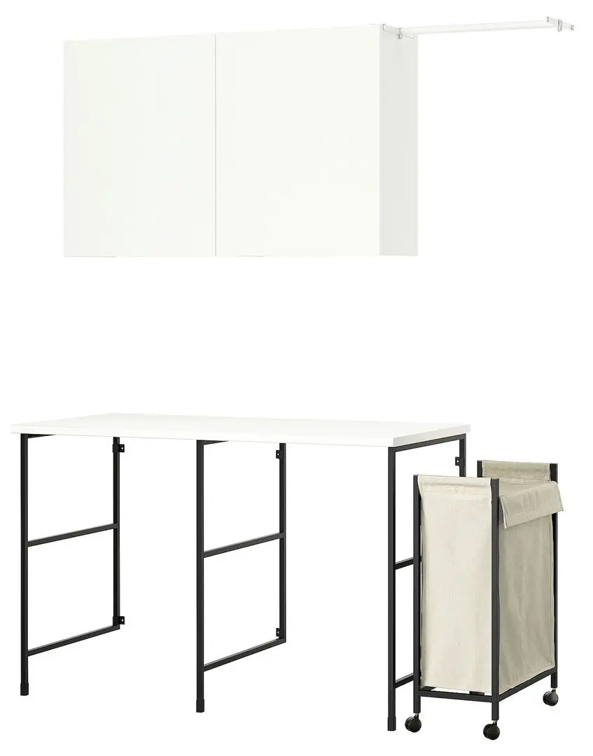 Set mobila pentru baie Ikea Enhet cu sina extensibila 139x63.5 (Antracit/Alb)