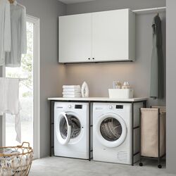 Комплект мебели для ванной Ikea Enhet выдвижная рейка 139x63.5 (Антрацит/Белый)