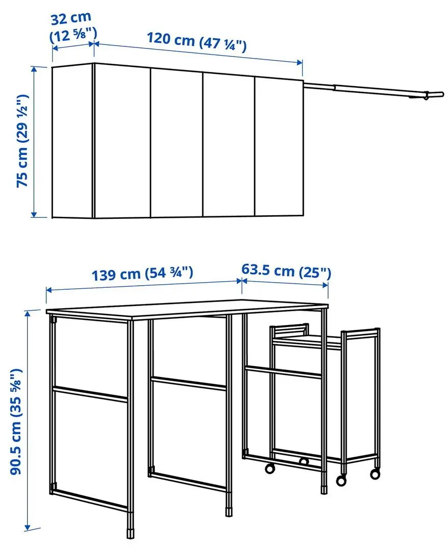 Комплект мебели для ванной Ikea Enhet выдвижная рейка 139x63.5 (Белый/Под Дуб) - 2