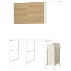 Комплект мебели для ванной Ikea Enhet выдвижная рейка 139x63.5 (Белый/Под Дуб) Thumb
