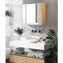 Шкаф с зеркалом Kleankin 834-559V80WT (White/Natural Wood) Thumb