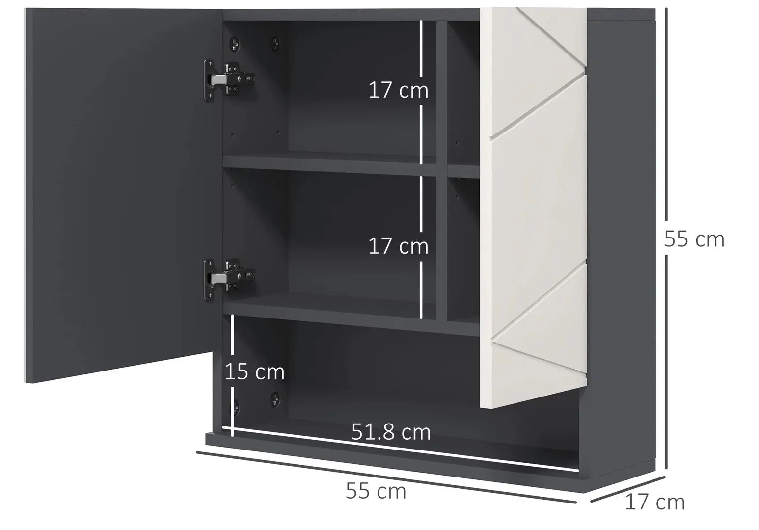 Шкаф с зеркалом Kleankin 834-618V80LG (Dark Grey/Light Grey)