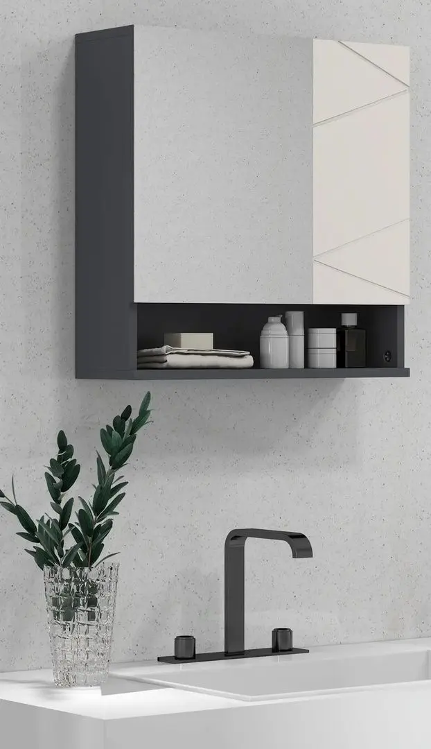 Шкаф с зеркалом Kleankin 834-618V80LG (Dark Grey/Light Grey)