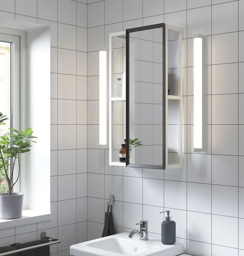 Стеллаж с зеркалом Ikea Enhet 40x17x75 (Белый)