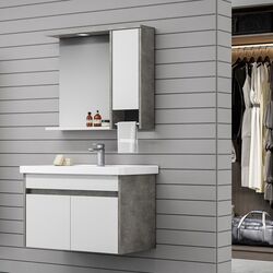 Шкаф с зеркалом Orka Aydos 85 (Retro Silver/White) Thumb