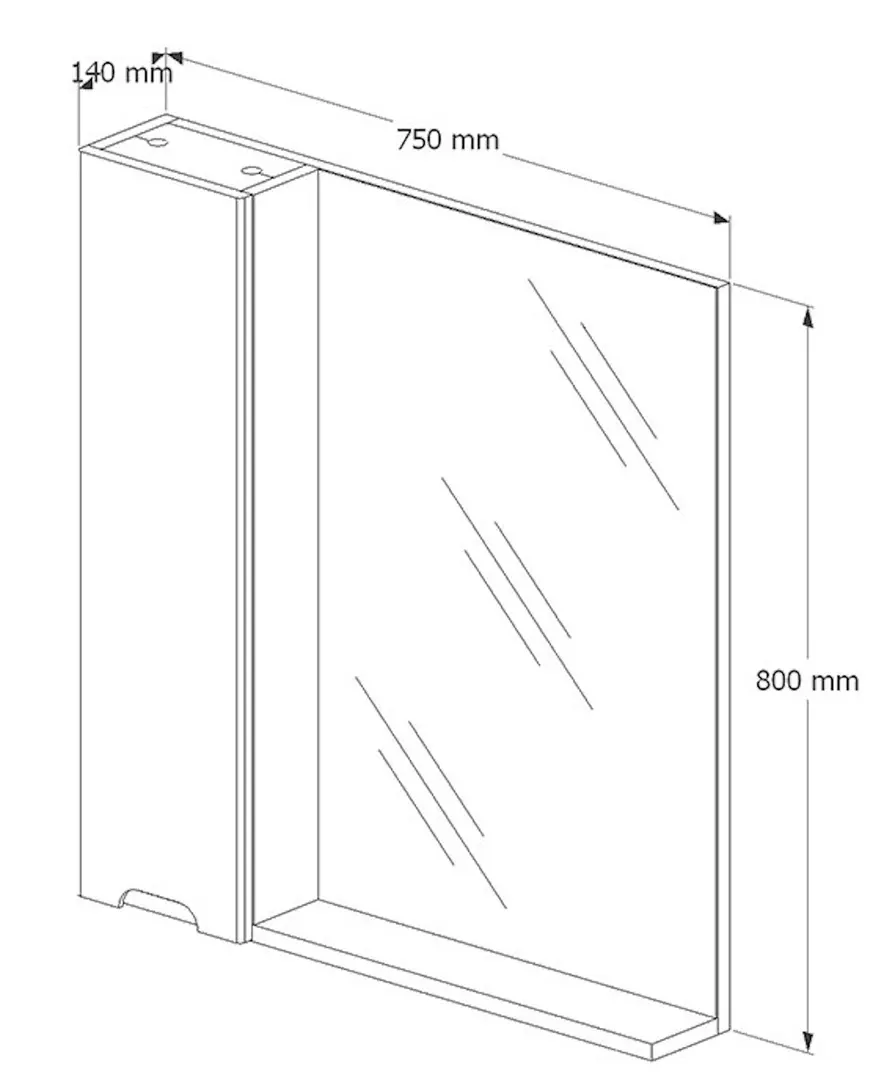 Dulap cu oglinda Supraten Dijon 75 Left (White)