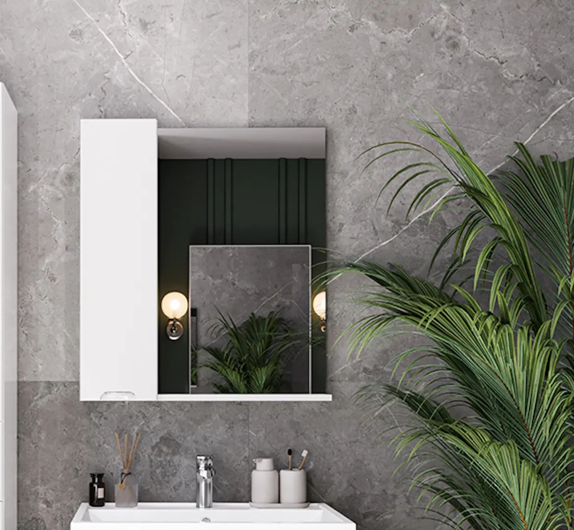 Dulap cu oglinda Supraten Dijon 75 Left (White)