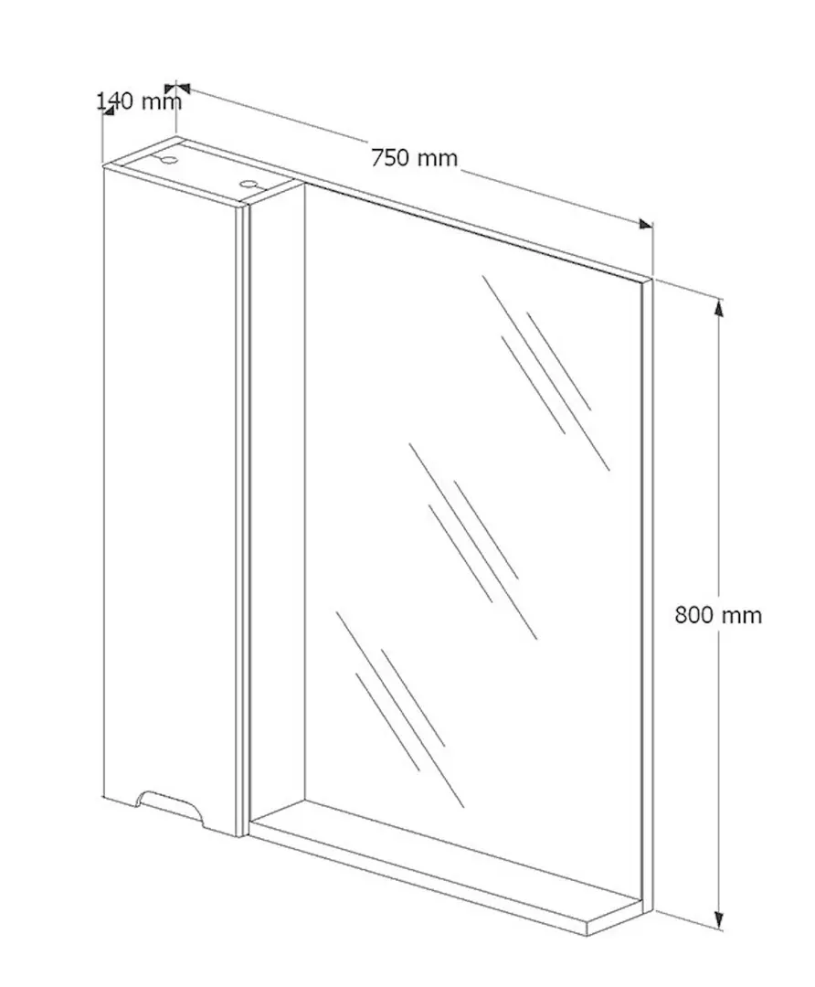 Dulap cu oglinda Supraten Dijon 75 Right (Grey)