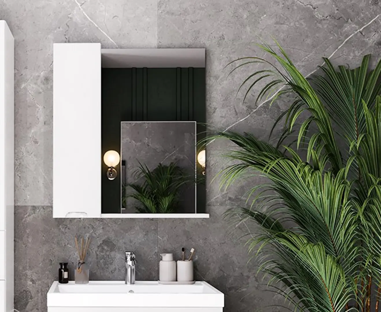 Dulap cu oglinda Supraten Dijon 90 Left (White)