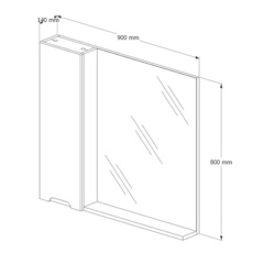 Dulap cu oglinda Supraten Dijon 90 Right (Grey) Thumb