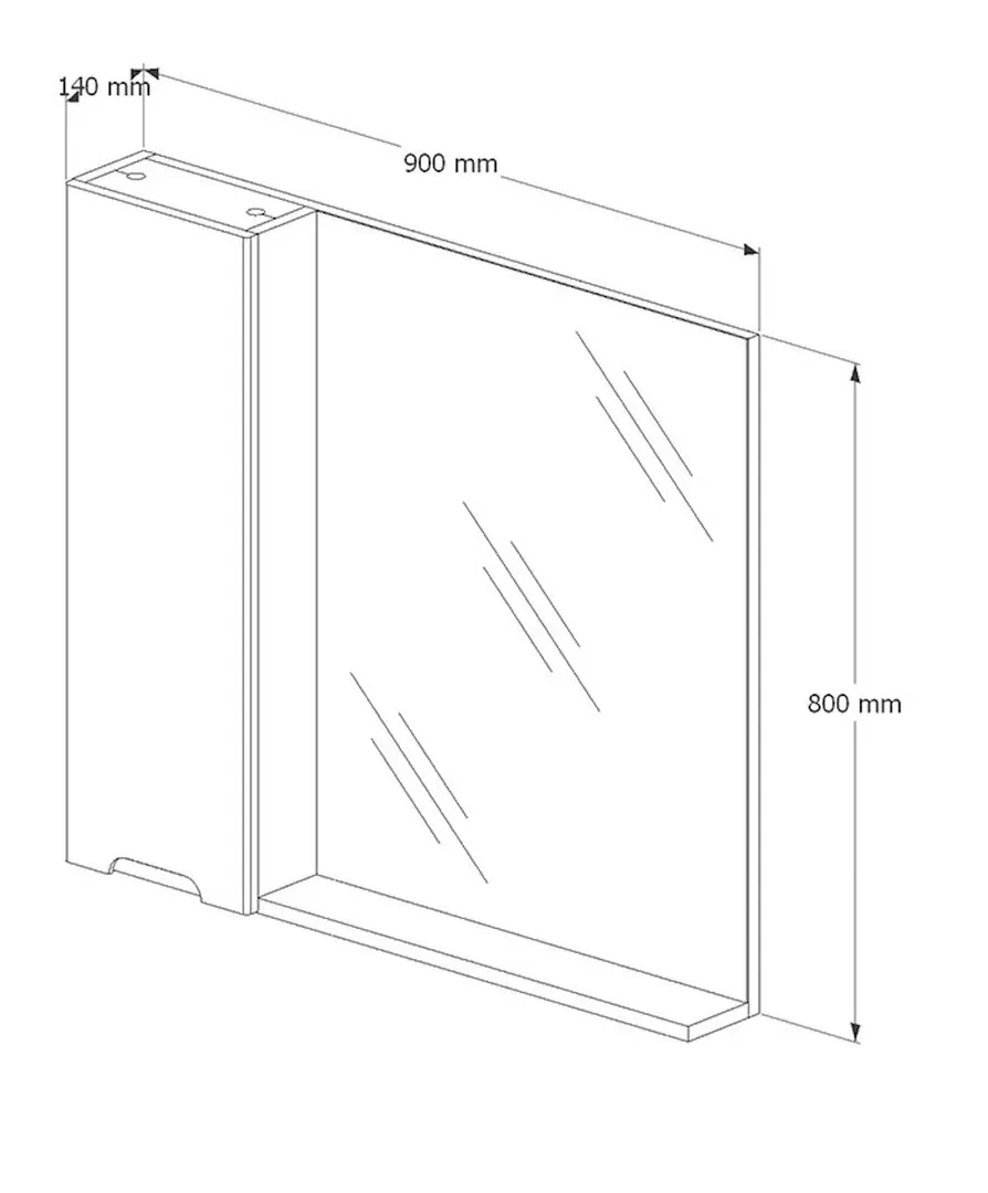 Dulap cu oglinda Supraten Dijon 90 Right (Grey)