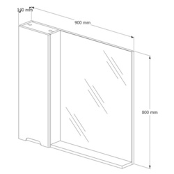 Dulap cu oglinda Supraten Dijon 90 Right (White) Thumb