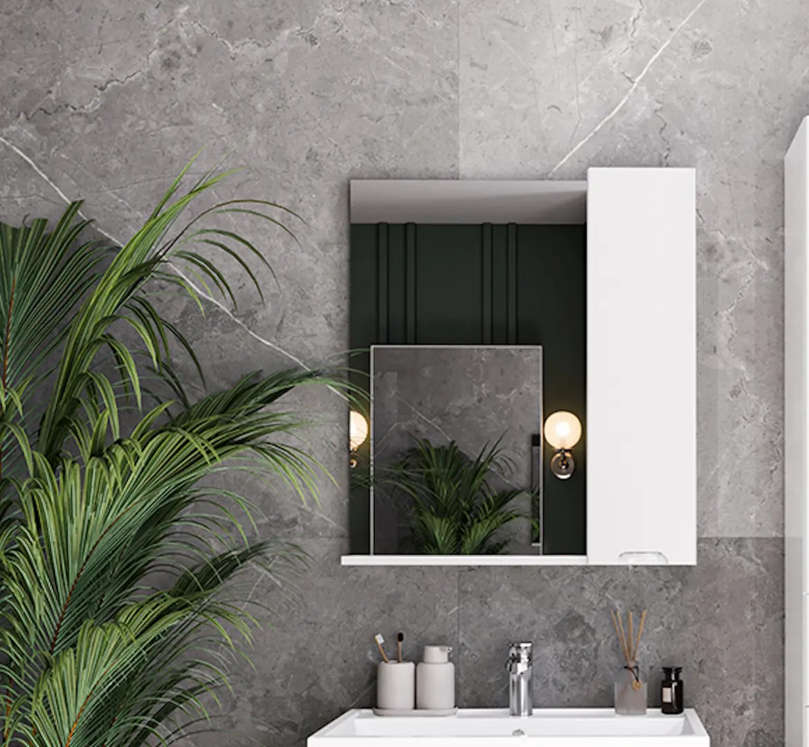 Dulap cu oglinda Supraten Dijon 90 Right (White)