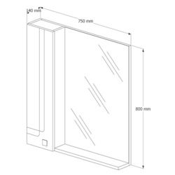 Dulap cu oglinda Supraten Gasconi 75 Left (Beige) Thumb