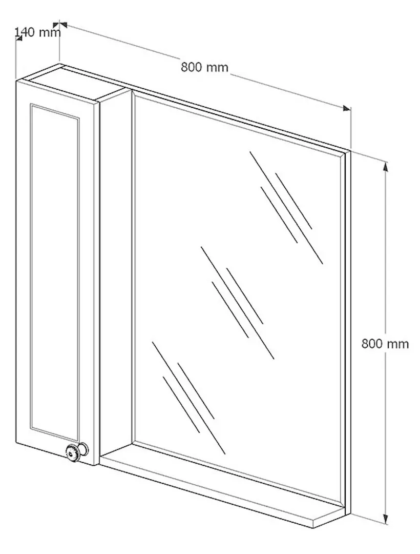 Dulap cu oglinda Supraten Tuluza 80 Right (Beige)