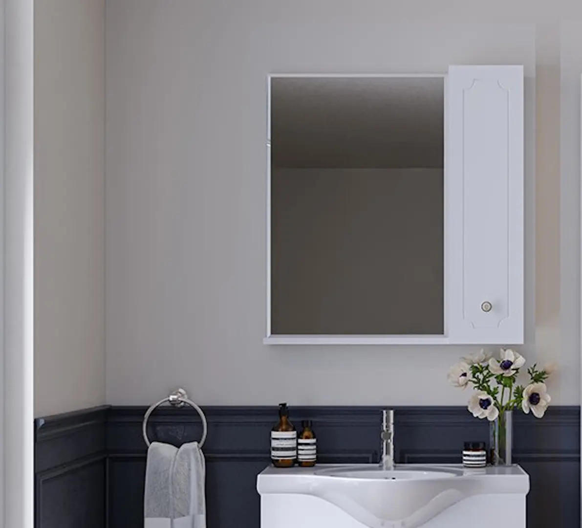 Dulap cu oglinda Supraten Valua 55 Right (White)