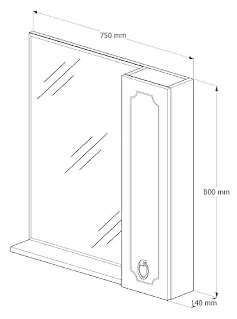 Шкаф с зеркалом Supraten Valua 75 Right (White)