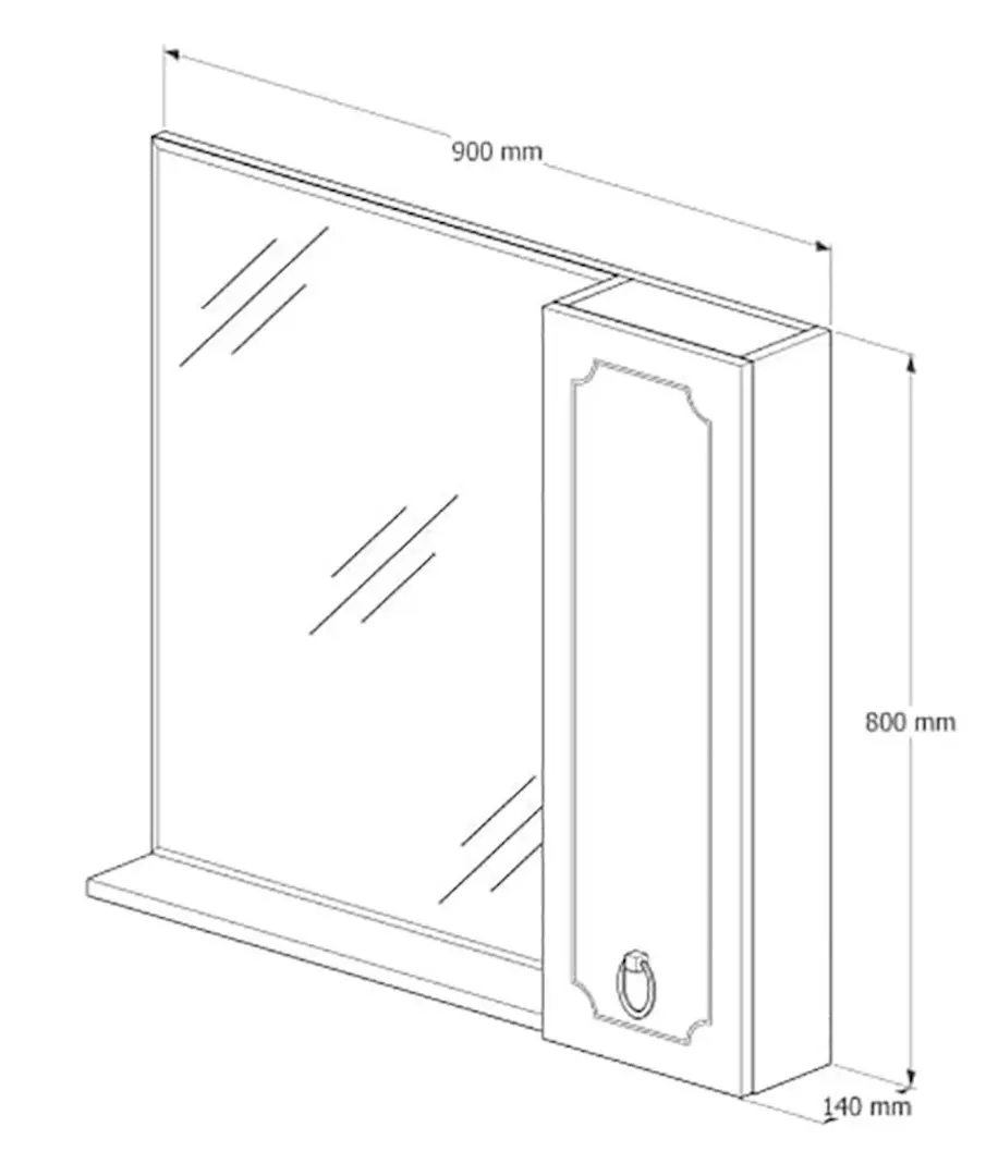 Dulap cu oglinda Supraten Valua 90 Right (Beige)