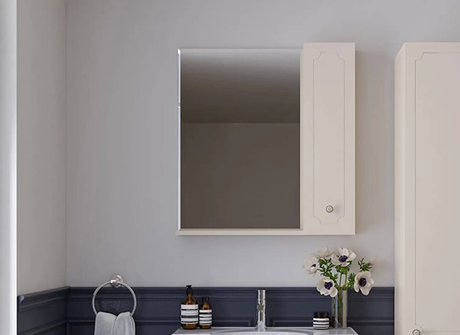 Dulap cu oglinda Supraten Valua 90 Right (Beige)